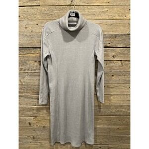 Lou & Grey Women's Light Gray Turtleneck Sweater Dress Sz XS Long‎ Sleeve Ribbed